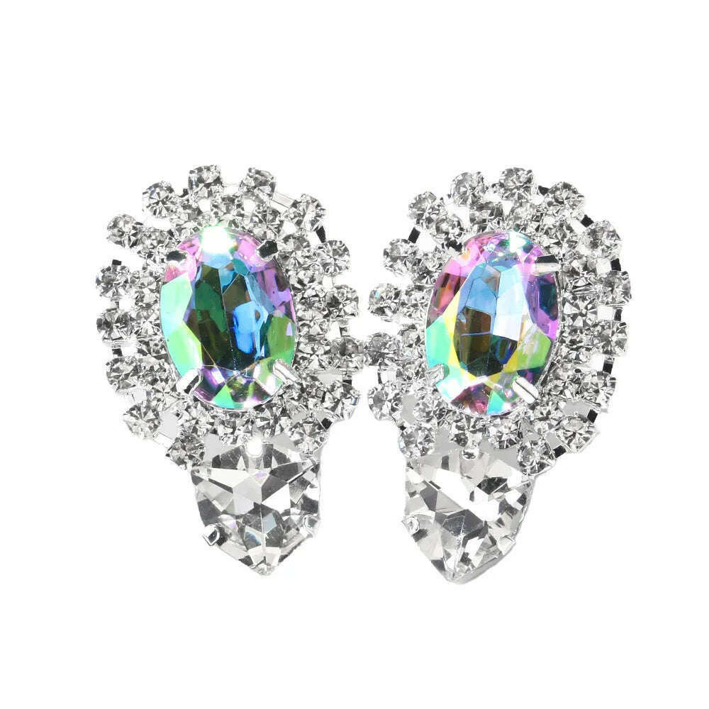Stonefans 2024 AB Color Crystal Oversize Earrings Bridesmaid Jewelry Big Rhinestone Earrings Geometric Bridal Wedding Gift