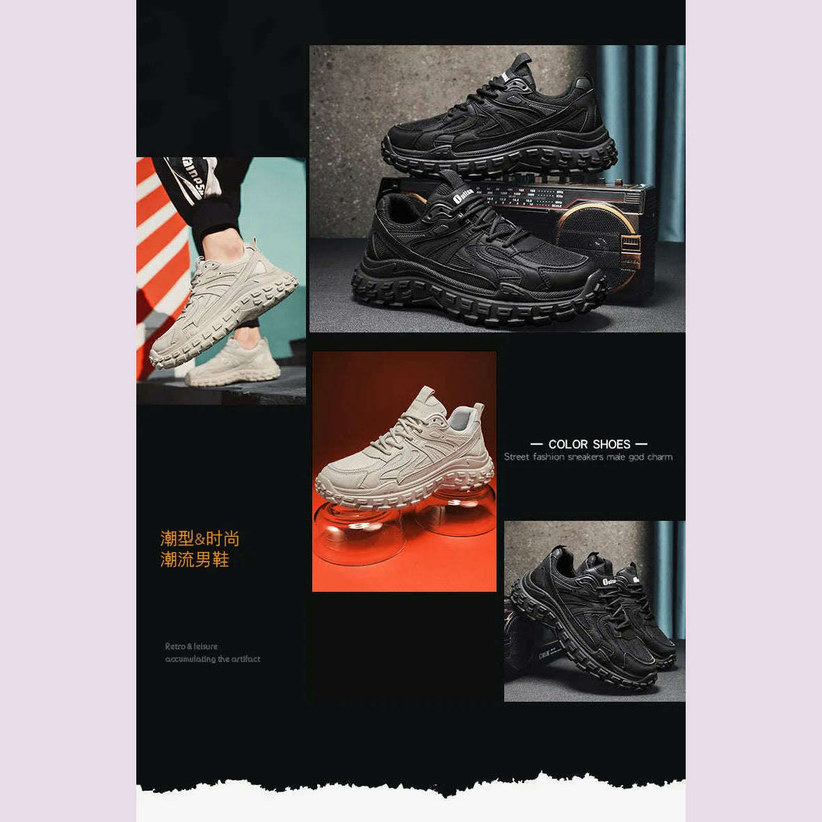 Thick Sole Versatile Clunky Sneaker For Men 2024 New Trend Mesh Lace Up Breathable Casual Sports Shoes Increased Soft Soles