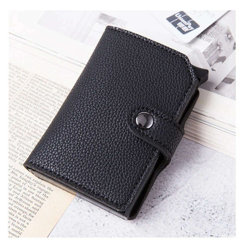 Top Quality Wallets Men Money Bag Automatic Pop-up Metal Aluminum Shell Money Minimalist Credit Card Holder RFID Blocking