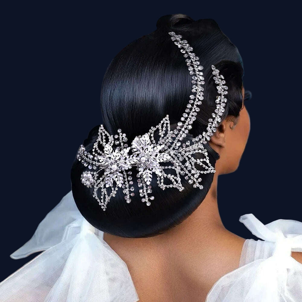 TOPQUEEN HP254 Bridal Side Clip Wedding Tiara Bridal Hairpins Handmade Rhinestone Women Headwear Alloy Flower Bride Headdress