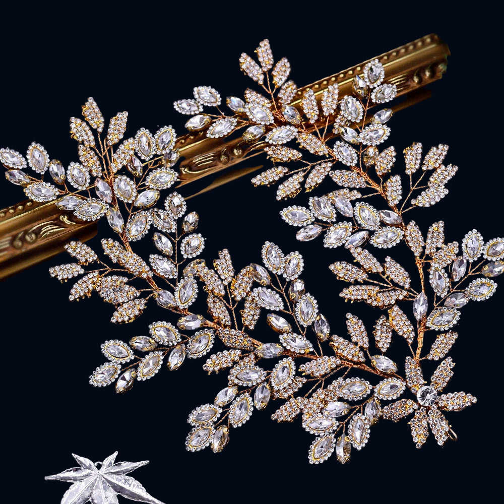 TOPQUEEN HP254 Bridal Side Clip Wedding Tiara Bridal Hairpins Handmade Rhinestone Women Headwear Alloy Flower Bride Headdress