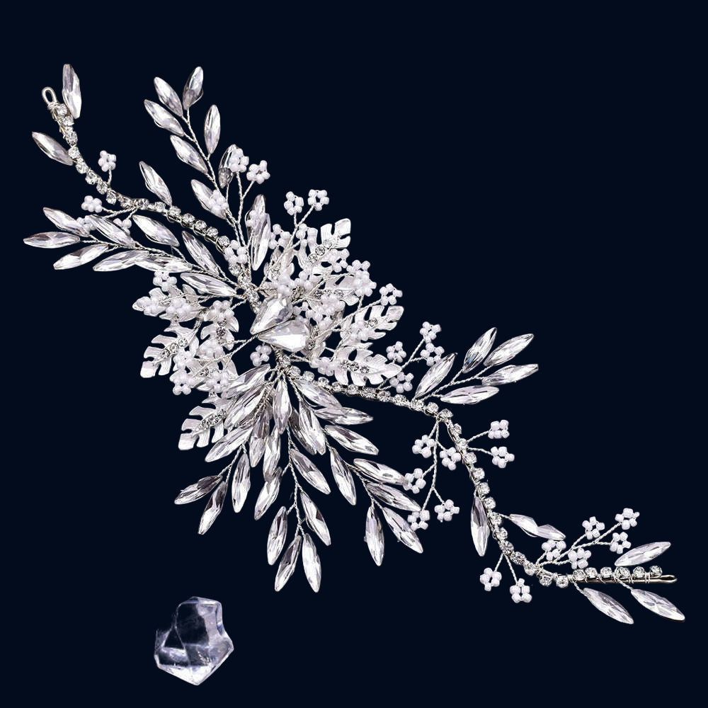 TOPQUEEN HP254 Bridal Side Clip Wedding Tiara Bridal Hairpins Handmade Rhinestone Women Headwear Alloy Flower Bride Headdress