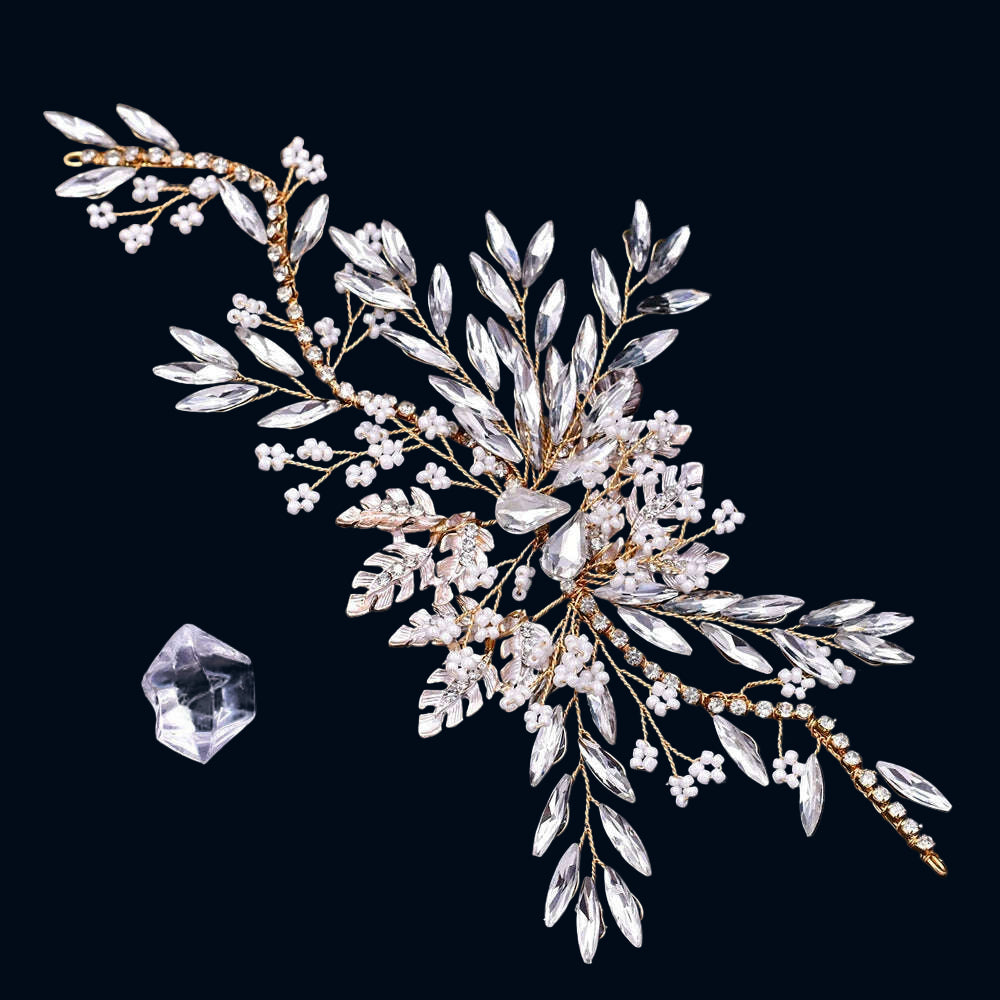 TOPQUEEN HP254 Bridal Side Clip Wedding Tiara Bridal Hairpins Handmade Rhinestone Women Headwear Alloy Flower Bride Headdress