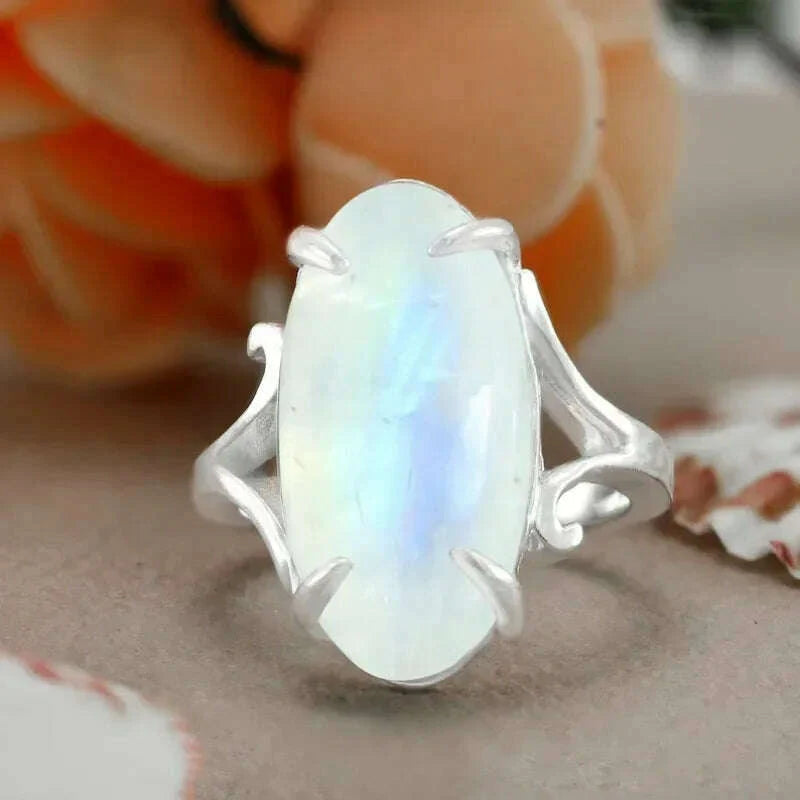 Trendy New Design Electroplated Openwork Moonstone Ring Fashion Punk Street Style For Women Girls Party Jewelry s