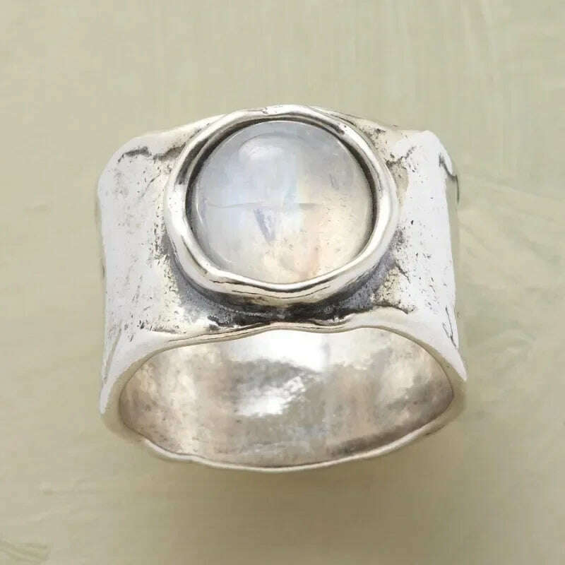 Trendy New Design Electroplated Openwork Moonstone Ring Fashion Punk Street Style For Women Girls Party Jewelry s