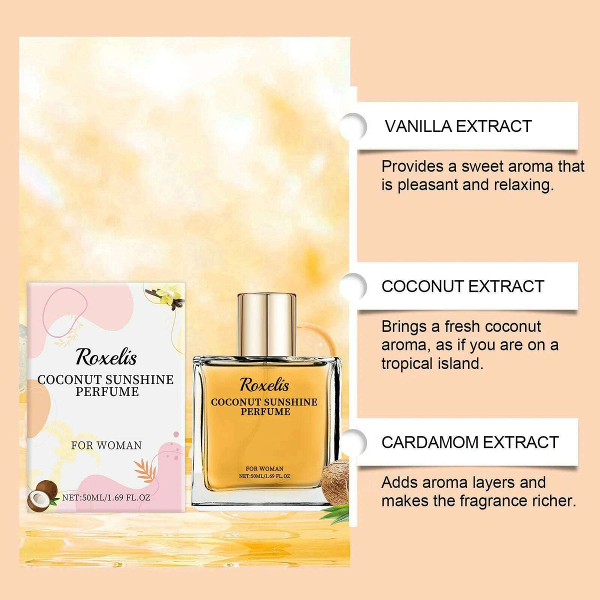 Vanilla Perfume Spray Coconut Fragrance Lasting Aroma Exudes Elegant Charm Scent Fresh Natural Body Hair Mist Feminine Perfume