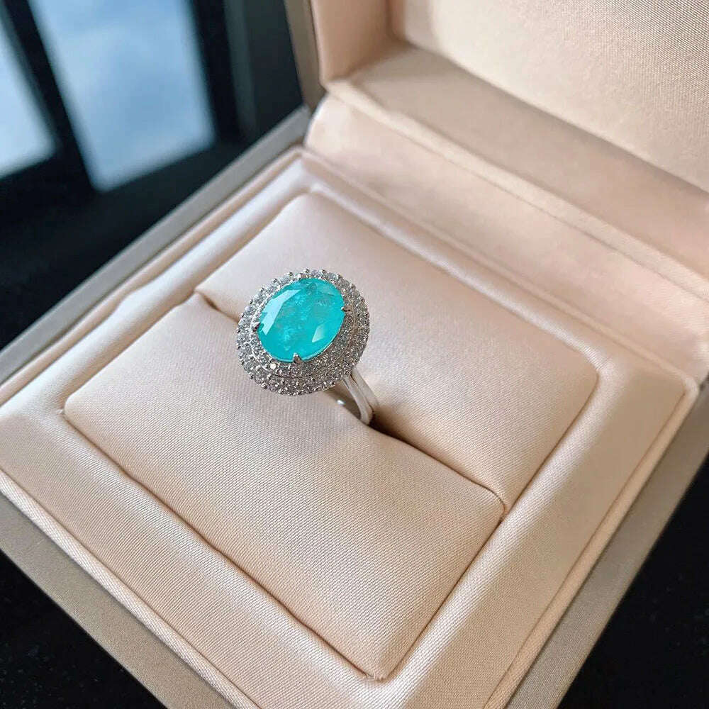 Vintage 100% Solid 925 Sterling Silver Paraiba Tourmaline Gesmtone Pendant/Necklace/Earrings/Ring Fine Jewelry Set for Women