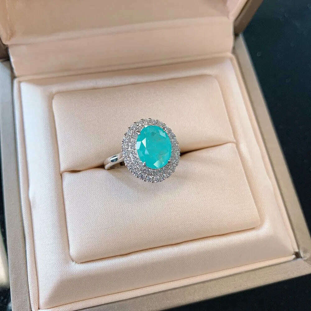 Vintage 100% Solid 925 Sterling Silver Paraiba Tourmaline Gesmtone Pendant/Necklace/Earrings/Ring Fine Jewelry Set for Women