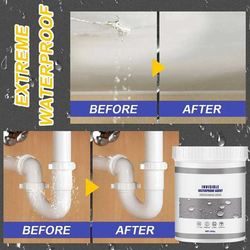 Waterproof Coating Sealant Agent Invisible Paste Glue With Brush Repair Home Roof Transparent Bathroom Antileak Glue 300g/900g