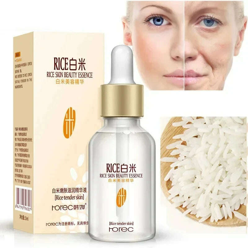 White Rice Face Serum Whitening Serum Shrink Pores Brightening Cream Anti Aging Lines and Wrinkles for Glowing Skin Firm Essence