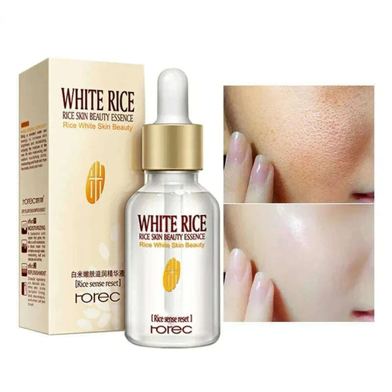 White Rice Face Serum Whitening Serum Shrink Pores Brightening Cream Anti Aging Lines and Wrinkles for Glowing Skin Firm Essence