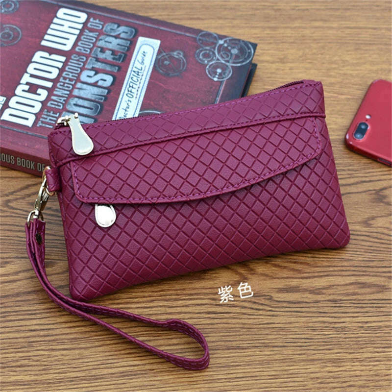 Women Wallet Clutch Plaid Zipper Organizer Purse Long Key Coin Bag Casual Female Wallet Ladies Leather Money Bag