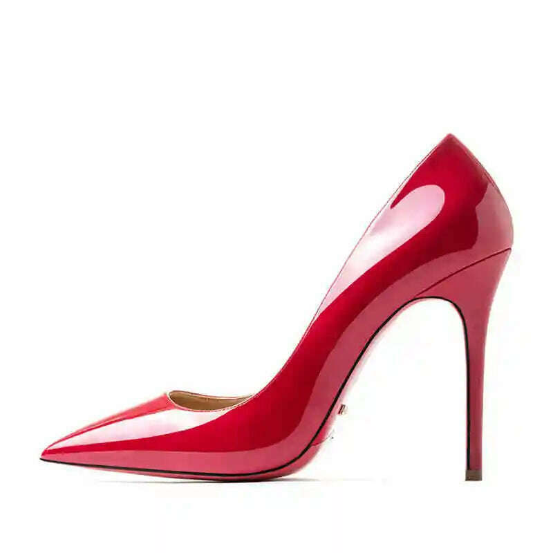 Women's heels 2025 trend Leather Luxury Pumps Red Bottom Pointed Toe High Heels Elegant Stiletto Party Ladies Shoes Woman 12cm