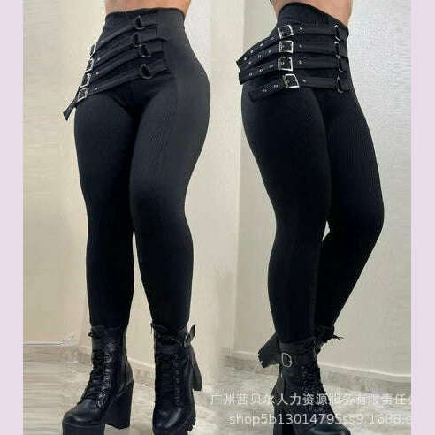 Women's Pants High Waist Trousers 2023 Button Decoration Office Solid Color Elegant Hip Lifting Leggings Skinny Pencil Pants