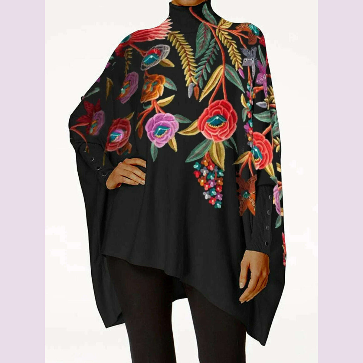 Women's Plus Size Irregular Hem Blouse Fashion Retro Long Sleeve T-Shirt Turtleneck Casual Loose Asymmetrical Top 2024