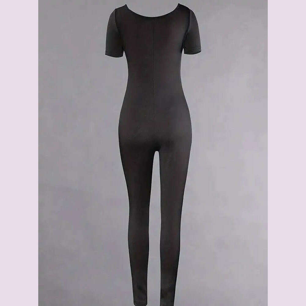 Women's Rompers Short Sleeve Solid Skinny Bodycon Jumpsuits Fashion Sports Fiess Casual Activity Streetwear Overalls