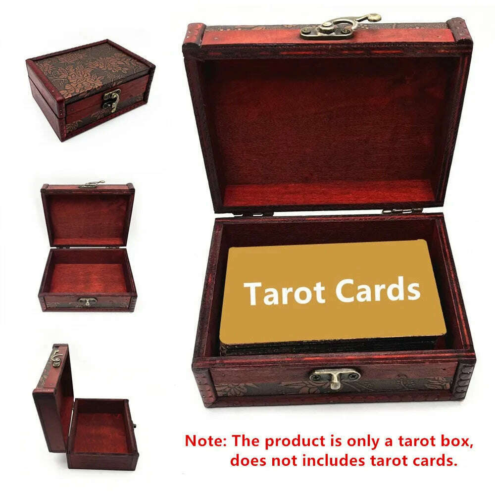 Wooden Tarot Cards Box Astrology Witch Divination Case Storage Bag Pouch Oracle Dice Accessories L756