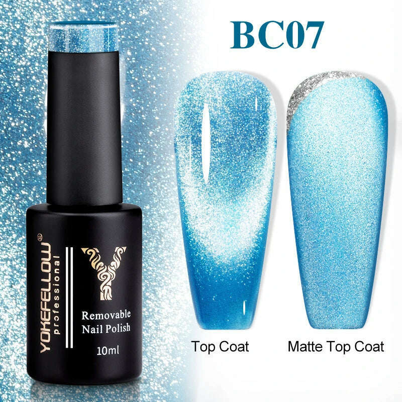 YOKEFELLOW 10ml 9D Cat Magnetic Gel Polish Semi Permanent Soak Off  Rainbow Glitter Nail Gel Polish UV Gel Varnish For Manicure