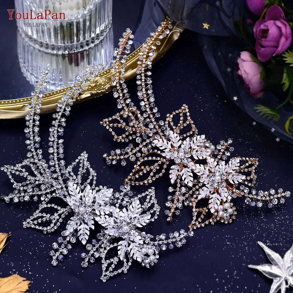 YouLaPan Alloy Flower Bridal Hair Accessories Wedding Hair Clips Rhinestone Side Hairpin Women Crystal Wedding Headdress HP254