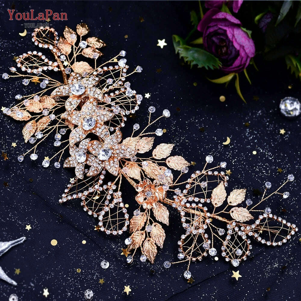 YouLaPan Alloy Flower Bridal Hair Accessories Wedding Hair Clips Rhinestone Side Hairpin Women Crystal Wedding Headdress HP254