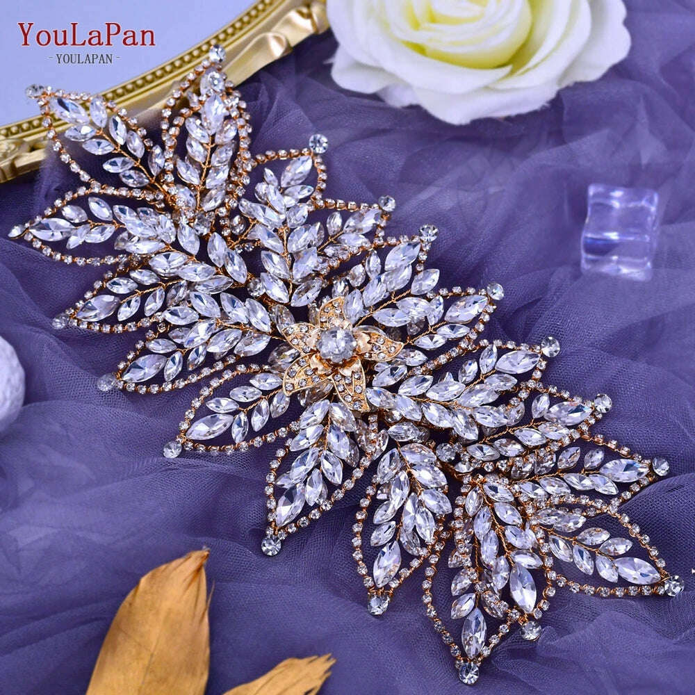 YouLaPan Alloy Flower Bridal Hair Accessories Wedding Hair Clips Rhinestone Side Hairpin Women Crystal Wedding Headdress HP254