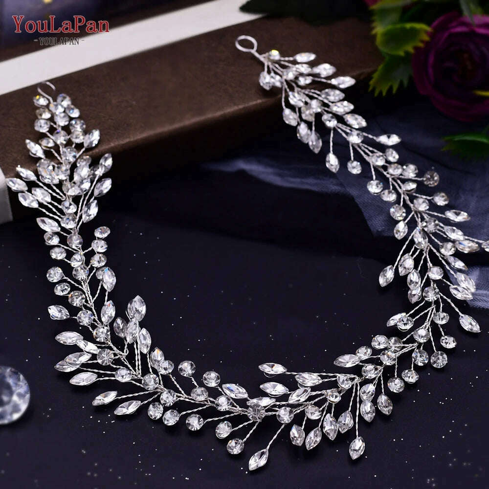 YouLaPan Alloy Flower Bridal Hair Accessories Wedding Hair Clips Rhinestone Side Hairpin Women Crystal Wedding Headdress HP254