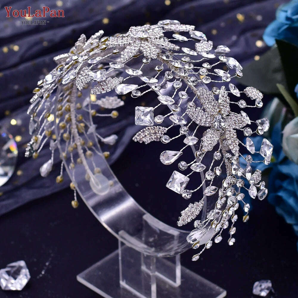 YouLaPan Alloy Flower Bridal Hair Accessories Wedding Hair Clips Rhinestone Side Hairpin Women Crystal Wedding Headdress HP254