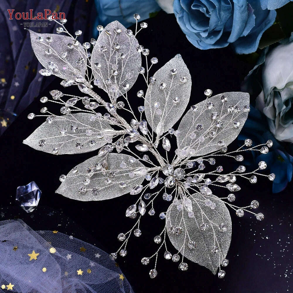 YouLaPan Alloy Flower Bridal Hair Accessories Wedding Hair Clips Rhinestone Side Hairpin Women Crystal Wedding Headdress HP254