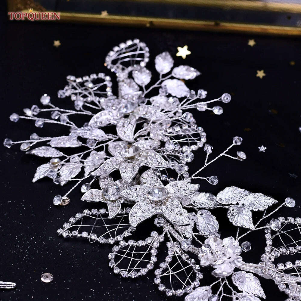 YouLaPan HP282 Wedding Headband Alloy Flower Leaf Hair Tiara Rhinestone Headpiece Bridal Headwear Hair Accessories Head Jewelry