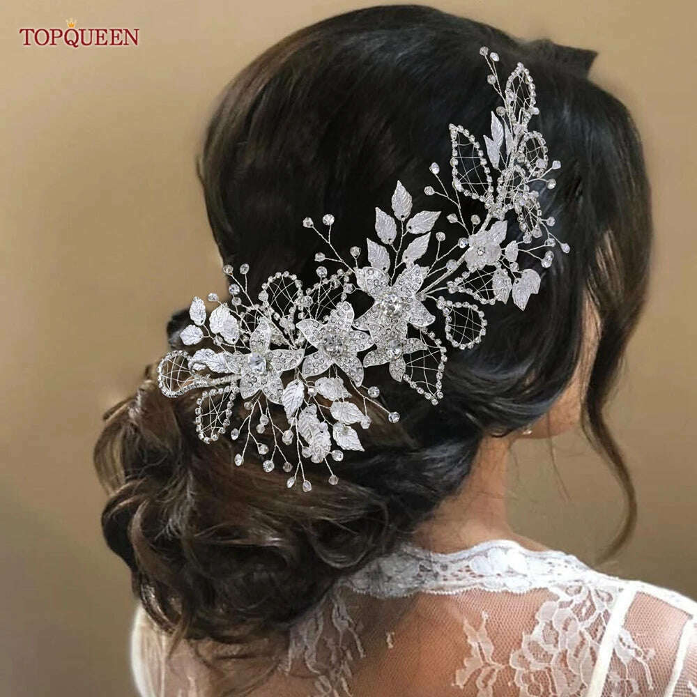 YouLaPan HP282 Wedding Headband Alloy Flower Leaf Hair Tiara Rhinestone Headpiece Bridal Headwear Hair Accessories Head Jewelry