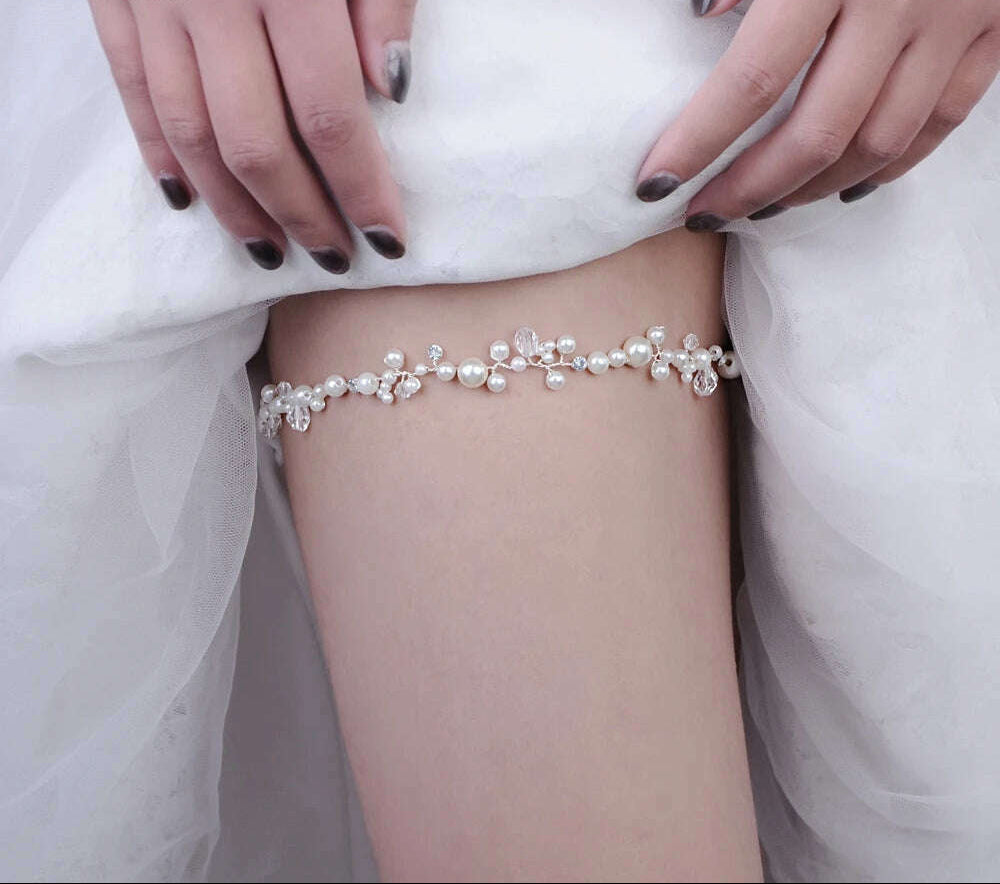 YouLaPan HT03-S Wedding Garters Pearl and Crystal Leg Ring Sexy Garters for Women/Bride Thigh Ring Bridal Leg Garter Thign Ring