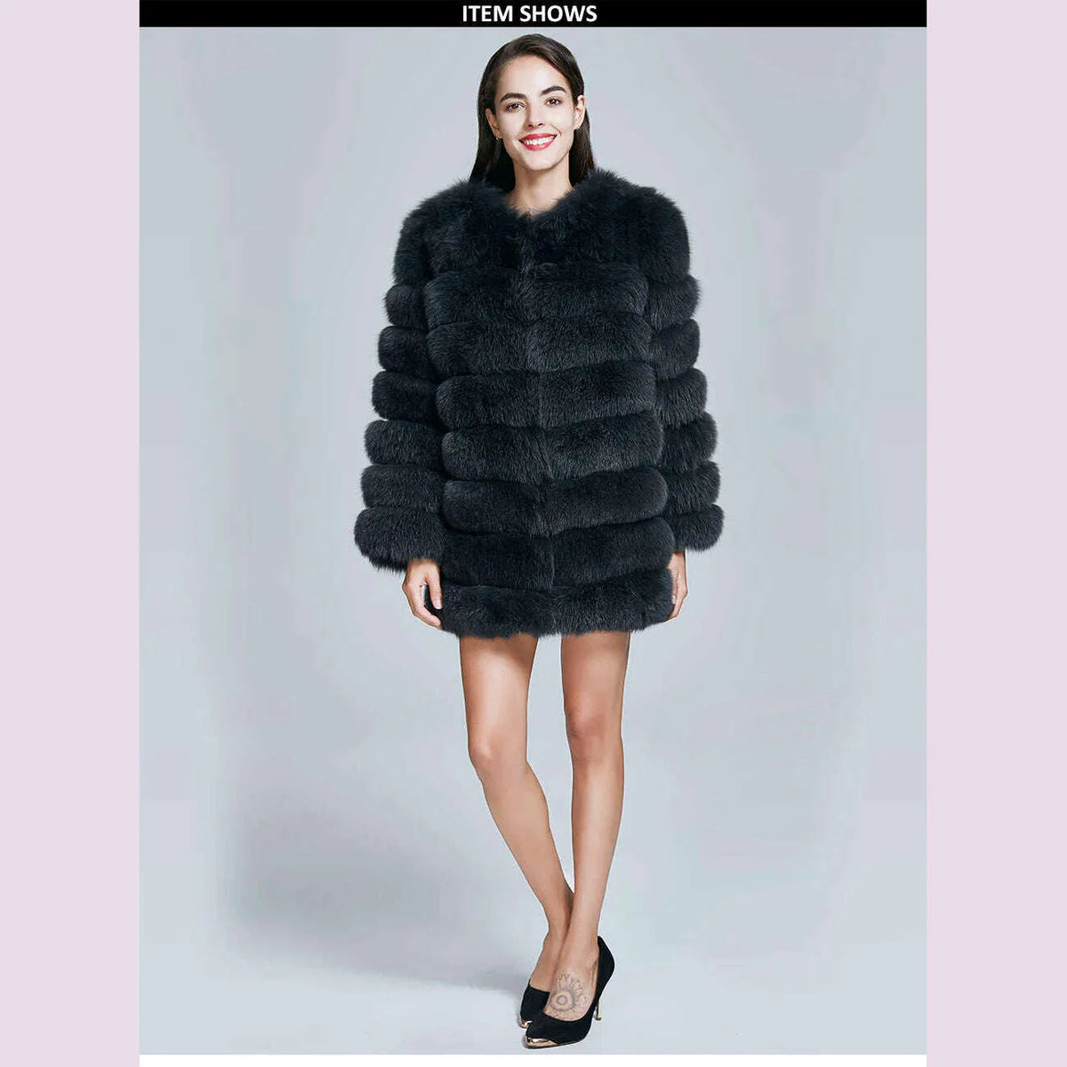 ZIRUNKING Real Blue Fox Fur Coat Women Natural Thick Long Overcoat Winter Warm High Quality Classic Fashion Clothes ZC1726
