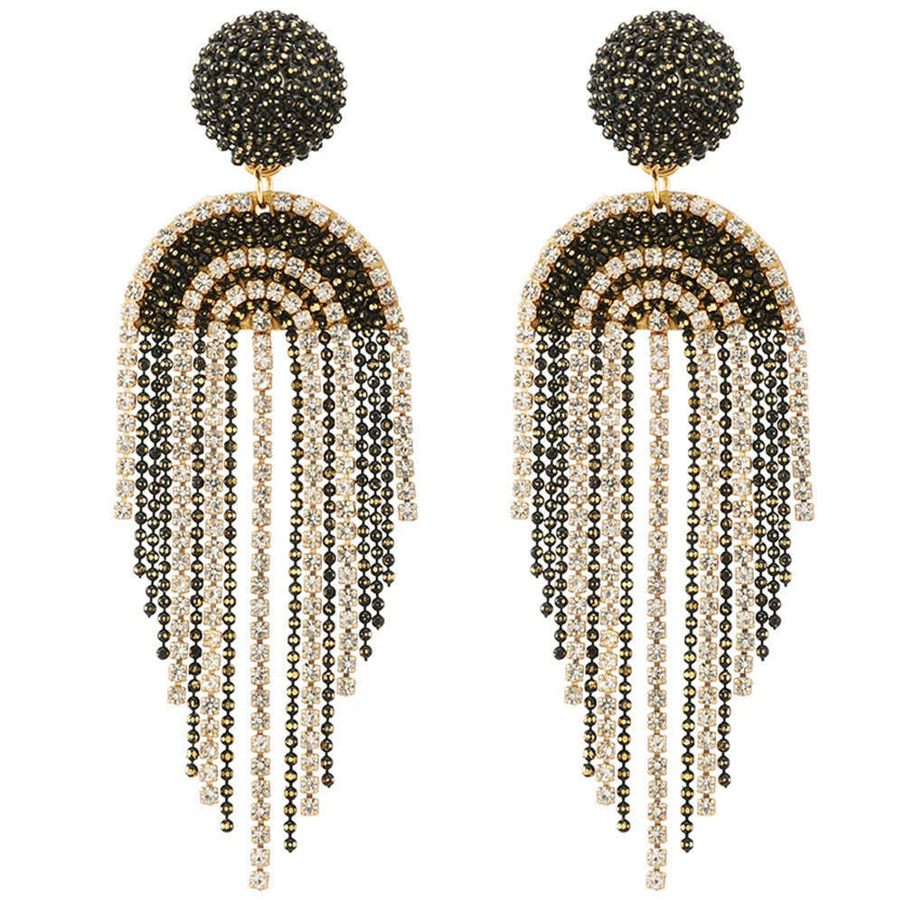 Ztech Beads Earrings For Women Hand-Make Long Link Tassel Korean Fashion Style Trendy Accessories High Quality Vintage Jewelry