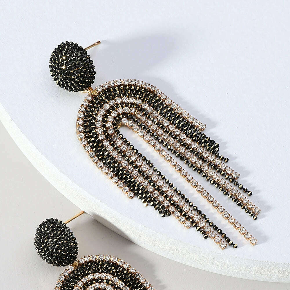 Ztech Beads Earrings For Women Hand-Make Long Link Tassel Korean Fashion Style Trendy Accessories High Quality Vintage Jewelry