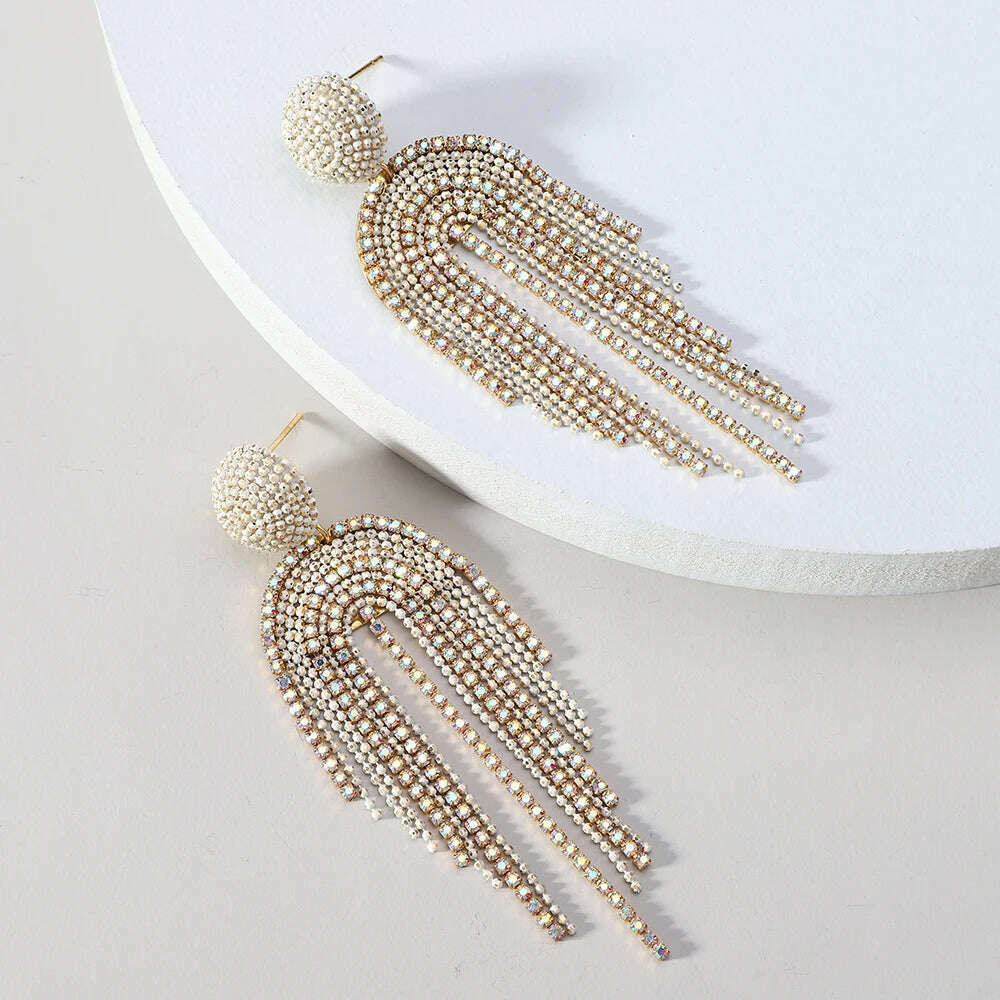 Ztech Beads Earrings For Women Hand-Make Long Link Tassel Korean Fashion Style Trendy Accessories High Quality Vintage Jewelry