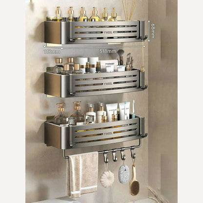 1-3 Floors Wall Mounted No Drill Bathroom Shelf Shower Shelf Makeup Organizer Shelf Shampoo Stand Bathroom Accessories