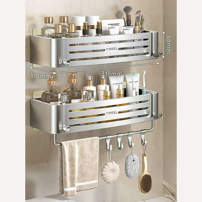 1-3 Floors Wall Mounted No Drill Bathroom Shelf Shower Shelf Makeup Organizer Shelf Shampoo Stand Bathroom Accessories