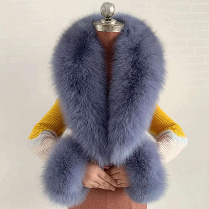 100% Natural Fox Fur Scarf And Cuff Set Women Winter Jacket Fur Collar Authentic Neck Scarves Luxury Fox Fur Warm Neck Warmers