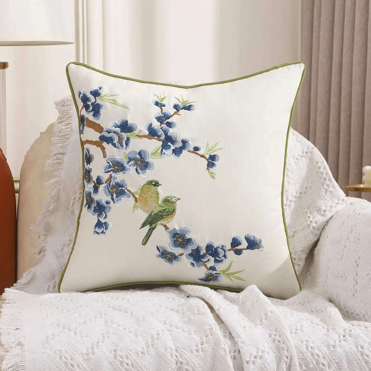 1Pc Decorative Pillowcase Flowers Embroidered Throw Pillow Covers Farmhouse Cotton Pillow Cushion Cases Home Decor