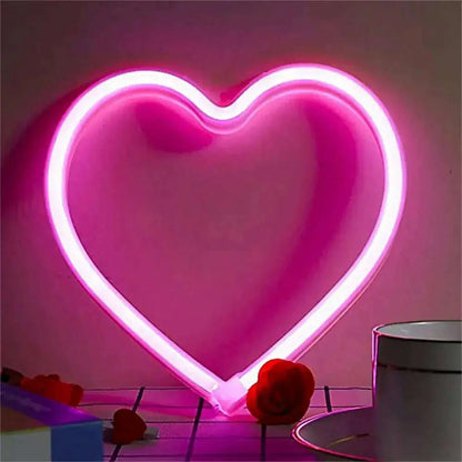 1PC Neon Heart Lights Pink Heart Neon Sign Heart Led Light Led Heart Lamp Heart Decorations For Home Hanging Heart Gifts Decor