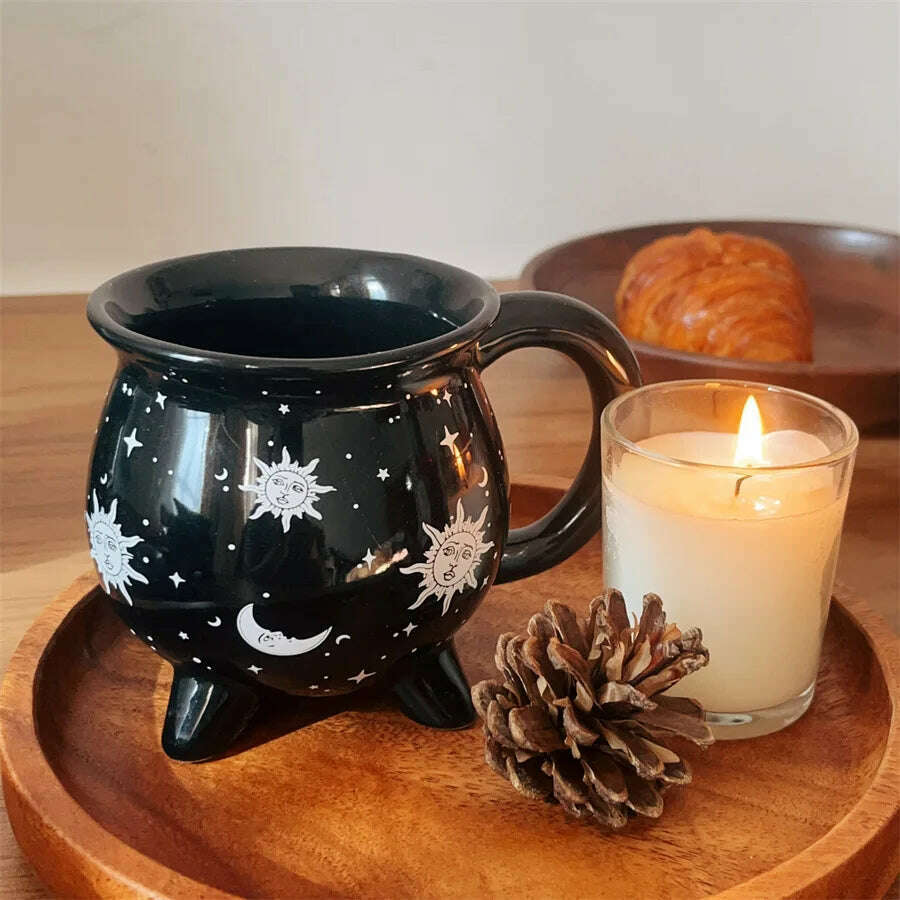 1pc New Halloween Witches Cauldron Mug Ceramic Witch Mug Gothic Mug Witch Cup for Banquet Festival Halloween Decoration Gifts