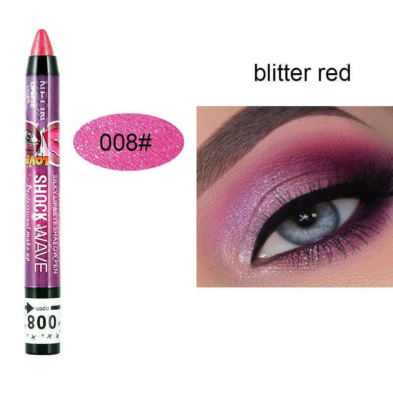 2 In 1 Glitter Eyeshadow Lipstick Pencil Stick Waterproof Pearl Silkworm Eye Shadow Pen Long-lasting Eyeshadow Make Up Cosmetic