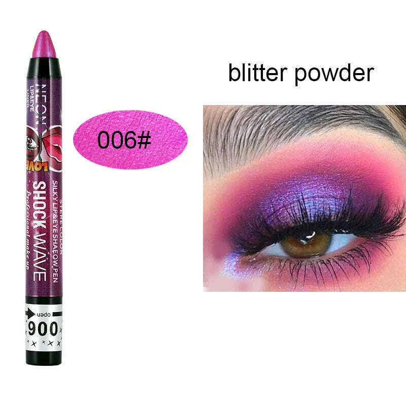 2 In 1 Glitter Eyeshadow Lipstick Pencil Stick Waterproof Pearl Silkworm Eye Shadow Pen Long-lasting Eyeshadow Make Up Cosmetic