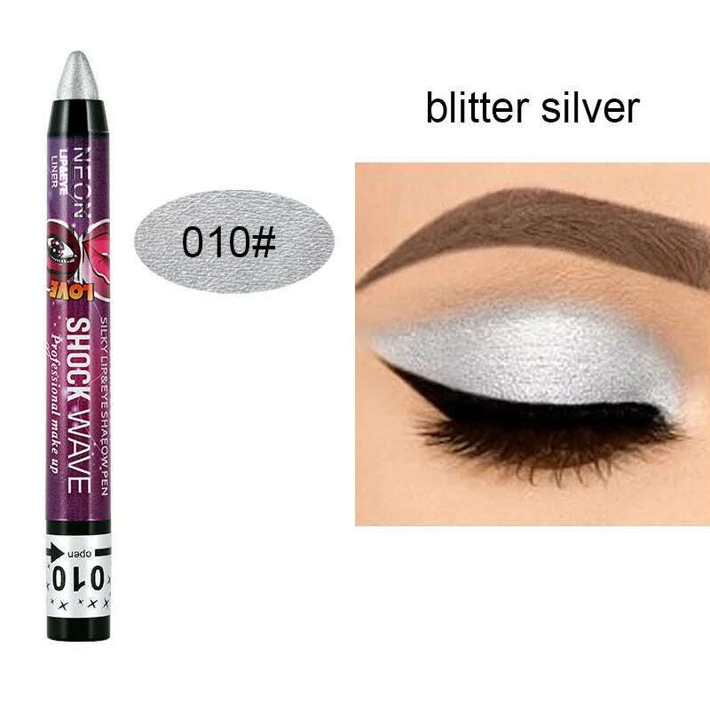 2 In 1 Glitter Eyeshadow Lipstick Pencil Stick Waterproof Pearl Silkworm Eye Shadow Pen Long-lasting Eyeshadow Make Up Cosmetic