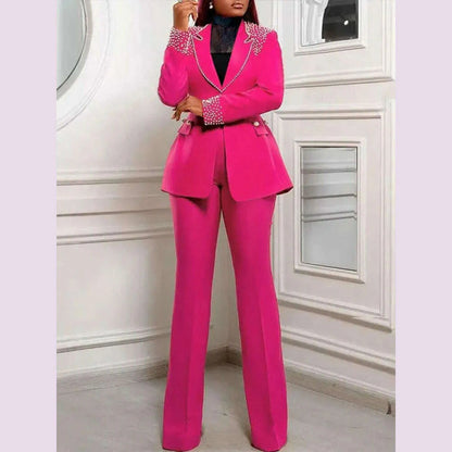2 Piece Women Sets Plus Size Dashiki African New Arrival Matching Two Pieces Sets Blazer Coat Top Pants Suits Outfits Clothing