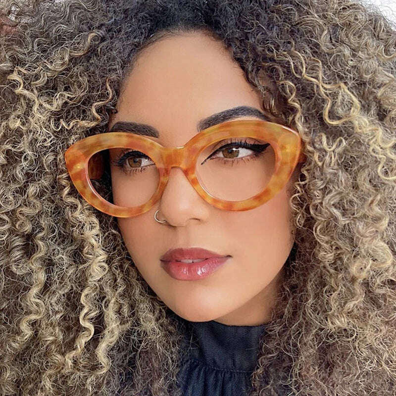 2022 New Fashion Sexy Cat Eye Glasses Women Vintage Stripe Frame Optical Anti-blue Eyeglasses Female Leopard Oculos Spectacles