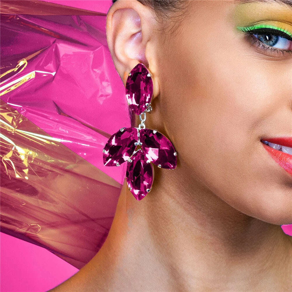 2023 New Trend Rhinestone Earrings Drops Dangle Women's Earrings Dinner Wedding Bride Accessories Fashion Statement Jewelry