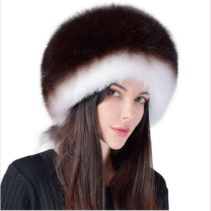 2024 Hot Sale Winter Women Fox Fur Hat Fluffy Soviet Female Outdoor Warm Cap Snow Fur Hats 5 tails Real Fox Fur Cold Bomber Hats