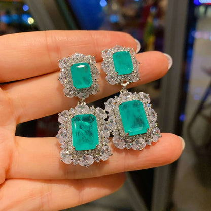 2024 New 925 Sterling Silver Paraiba Necklace Pendant Ring Earring Women Luxury wedding anniversary Gift Party Fine Jewelry Set