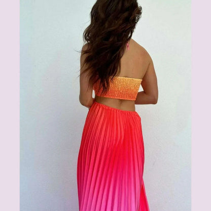2024 Summer Fashion Women Long Dress Sexy Halter Neck Dress Sleeveless Hanging Trint Comfortable Party Club Women Streetwear